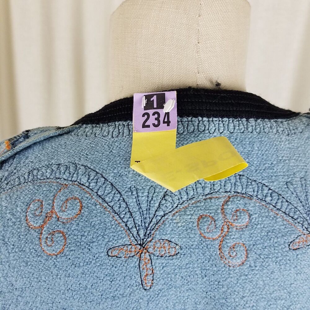 Vintage Austria Boiled Weighted Wool Sweater Jacket Blazer Womens L Embroidered - Picture 6 of 8